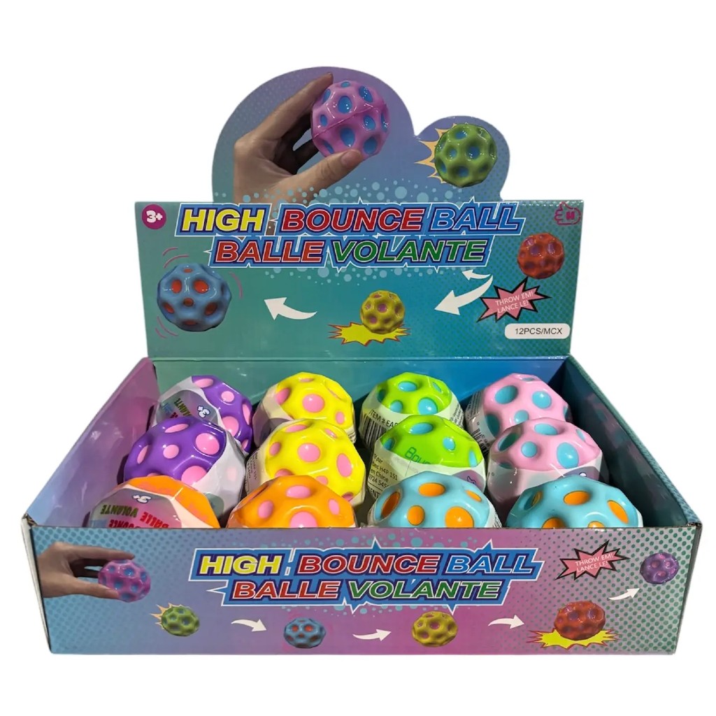 Lot De 4 Balles Rebondissantes Spatiales – Moon Balls En Caoutchouc PU 65 Mm – Rouge, Bleu, Vert, Jaune – Pour Intérieur Et Extérieur