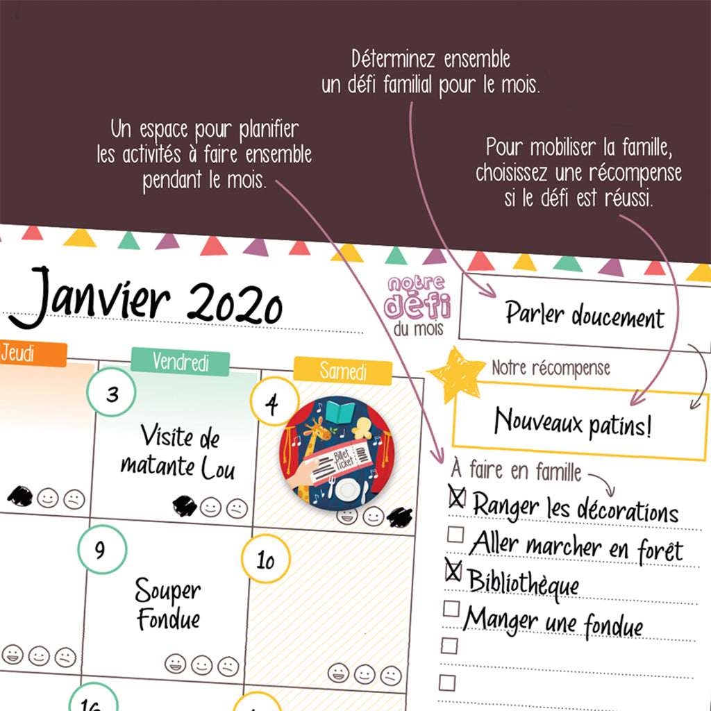 Minimo - Calendrier mensuel - Notre mois ensemble - Horizontal –  Sauterelles et Coccinelles